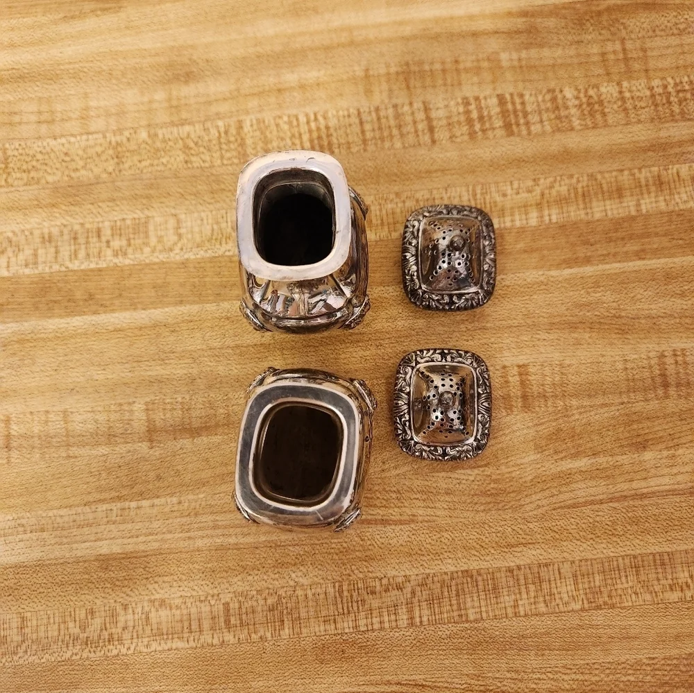 Vintage Silver Salt and Pepper Shakers Ellis barker lion head footed